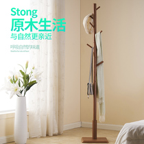 Nordic solid wooden cap rack household with log hanger log log simple modern bedroom clothes shelf simple