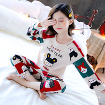 Childrens cotton pajamas girls Spring and Autumn long sleeves thin cotton set Princess parent-child mother and daughter foreign family clothes
