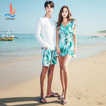 Sanqi swimsuit couple wear 2021 new seaside vacation suit female skirt one-piece male boxer shorts hot spring swimsuit