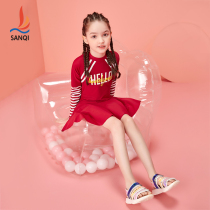 Sanqi childrens swimsuit one-piece skirt Girls summer cute girl princess skirt long-sleeved quick-drying childrens swimming suit