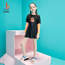 Sanqi 2021 new girl one-piece skirt swimsuit big children primary school swimming practice playing with water cute swimsuit