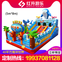 Factory direct sales Bouncy castle outdoor large childrens trampoline inflatable slide Naughty castle amusement square equipment