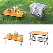 Outdoor camping mini folding table Black net table Shelf Drain rack Wooden table Portable picnic table Barbecue table