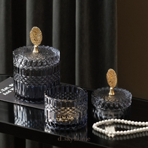 Disco European style light luxury gray coffee color glass storage jar Dresser jewelry jar Creative cotton swab jar