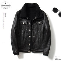 Leather jacket men slim fur body male coat motorcycle leather 2021 winter Korean edition trend youth retro