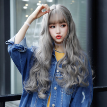 Wig female long curly hair big waves net red cute air bangs Corn hot fluffy natural bubble roll long hair