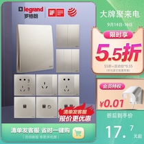 Legrand switch panel socket one open five hole socket usb household concealed 86 type brai powder Platinum