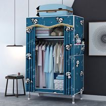  Simple wardrobe thickened small rental room common clothes cabinet household bedroom wardrobe steel pipe thickened reinforced layered storage rack