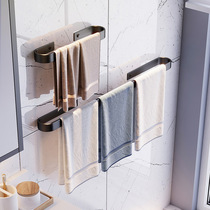 Space Aluminum Bathroom Wall-mounted Fur Towel Rack Free Washroom Toilet Towel Rod Contained Shelf Bath Towel Rack