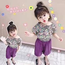 Girls summer suit 2021 new childrens female baby floral top bloomers two-piece summer thin section