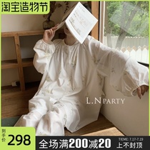 LNParty Japanese pajamas Womens summer spring and Autumn cotton moon clothes GP Acacia flower girl thin suit home clothes