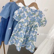 South Korea Namdaemun childrens clothing 2021 summer new girls small fresh floral bubble sleeve dress childrens long dress