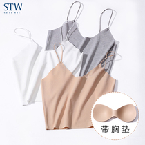 STW camisole women with chest pad bra one-piece modal beauty back short section inside and outside wear bottoming bandeau summer