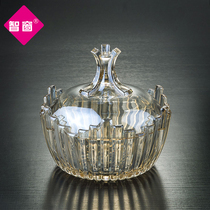 Large with lid transparent glass sugar jar storage jar creative ornament kitchen candy jar European style sugar jar with lid fruit plate