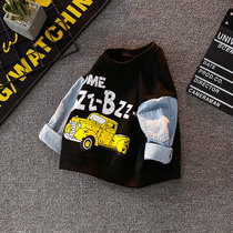 Boy Fried Street Sweats Thin Spring and Autumn 2021 New Little Childrens Splice Top Handsome Fashion Mens Autumn