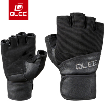 Fitness gloves half finger guard non-slip leather equipment training dumbbell wrist guards for men and women set breathable thin sports gloves
