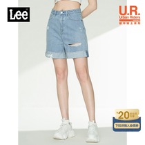 Lee city knight 21 spring and summer new boyfriend version perforated blue denim shorts L449235PNATY