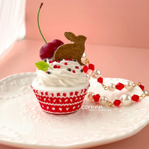 Cornnnn corn year original handmade custom dessert Cherry rabbit gingerbread cup cake necklace ornaments