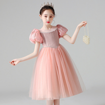 Princess dress girls summer foreign style 2021 new childrens summer dress little girl dress puffy yarn skirt
