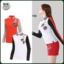  Special offer 2021 spring new Korean golf suit womens lapel sports contrast color long sleeve T-shirt GOLF