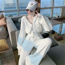 Broadlegged Pants Sports Casual Suit Women Spring 2022 New Loose Fashion Foreign Air Collection Waist & Clothing Temperament Two Sets