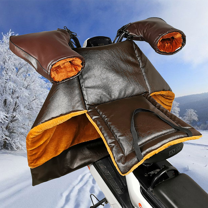 Electric vehicle wind shield by the winter split plus plus thickening plus waterproof PU leather battery pedal leggings wind shield