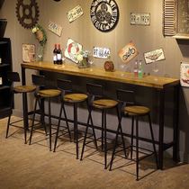 Industrial wind iron art solid wood home bar chair table modern simple bar stool cafe bar table and chair