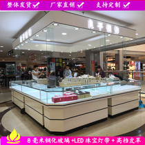 Fine silver counter high-end jewelry display cabinet stainless steel Zhongdao display cabinet background customization