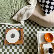 Sharemily checkerboard jacquard lamb cashmere floor mat bedroom bedside carpet rectangular living room coffee table blanket