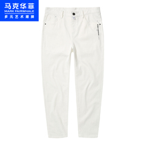 Shopping mall with the same Ren Jialun with the same Mark Huafei jeans mens 2021 summer new small feet white pants