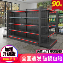 Supermarket shelf Convenience store Beverage end snack store Department store double single-sided hook multi-function storage display shelf