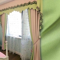 Monica soft high-end thick cotton bedroom window curtain Nordic pink princess style daughter room