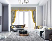 Magnolia curtain shade curtain full blackout Nordic style simple modern living room insulation adhesive hook floor-to-ceiling window bedroom