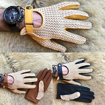  Spot imported mens knitted Deerskin retro Harley gloves summer breathable Vespa Indian half finger full finger