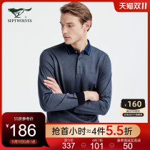 Seven wolves polo long sleeve mens autumn new business leisure solid color workplace young mens mens lapel T-shirt