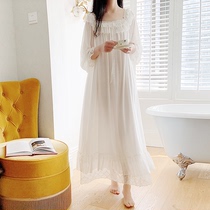 Sleeping Skirt Long woman over knee spring and autumn thin web yarn sexy pyjamas summer cute princess wind lace fairy big code