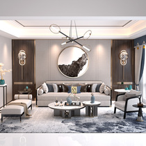 Designer modern new Chinese style sofa combination fabric light luxury model room solid wood living room furniture homestay club