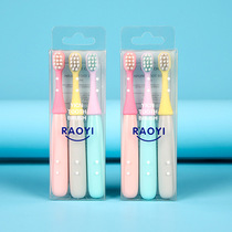 Japanese childrens toothbrush 3 sets 1-2-3-4-5 years old macaron soft hair baby small brush head gingival protection