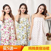  Beauty salon new summer cotton bath skirt Bath towel guest skirt sweat steaming suit Yukata Bathrobe sauna suit Chest-wrapped night dress Female