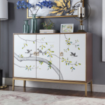 New Chinese style porch cabinet solid wood sideboard living room wine cabinet modern simple one shoe cabinet American light luxury partition cabinet