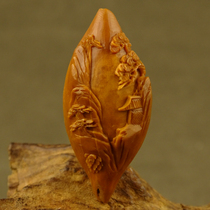 Handmade "picturesque" Zhoushan olive walnut carving new single pendant Meilin nuclear writing collection