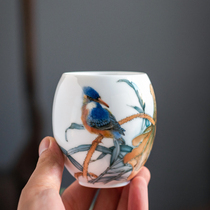 Hand-painted double-layer Master Cup Provincial Arts and Crafts master Yuan Shu Fan teacher works Qiu Yun tea cup smell Cup