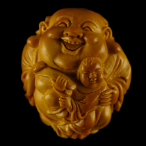 (Boy's Play Maitreya) Qizhu Zhoushan Olive Walnut Carving Single Pendant Pendant Carving