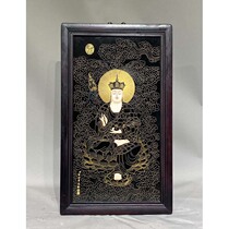 Porcelain plate painting black bottom pinching silk enamel (Tibetan King) Thangka hanging screen-YZ27589
