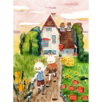 (New special) trendy artist Rao Jia (garden at dusk) limited edition painting cute cure