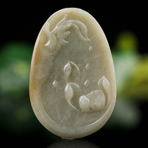 Hetian jade carving pendant 42 47G drip Lotus Tag Pendant