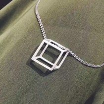 Craft artist original hand-crafted semi-stereo geometric minimal hexagonal silver pendant
