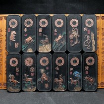 12 Chinese Zodiac treasure ink old objects Four Treasures Hui ink Anhui old ink block ink bar pine smoke ink