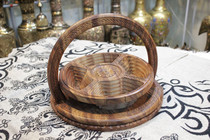 Pakistan wood carving handicrafts New Walnut pure hand carved dried fruit basket factory direct MD89