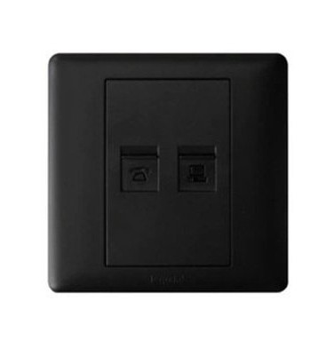 TCL Rogland Switch and Socket Medium Black Computer+Telephone Network+Voice Socket Authentic Special Sale